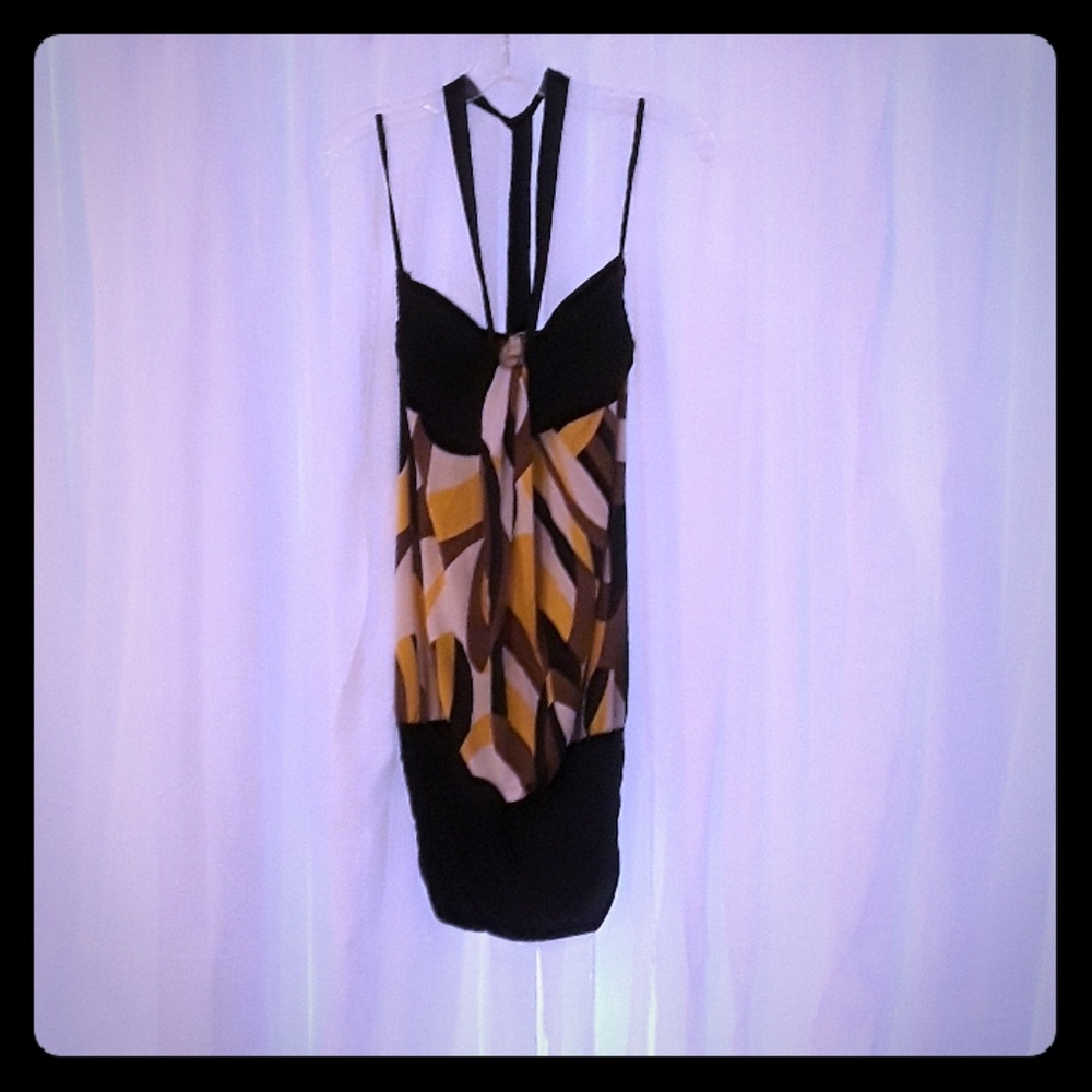 Yellow Designed Halter Top Dress